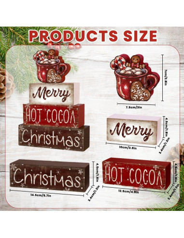 Decoración de Mesa de Madera Navidad DIYDEC 4 Piezas