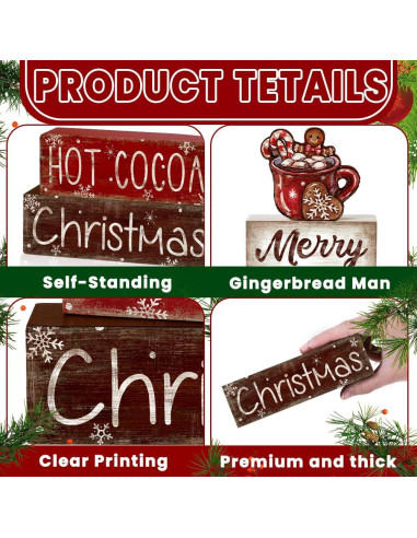 Decoración de Mesa de Madera Navidad DIYDEC 4 Piezas