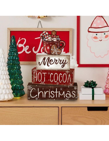 Decoración de Mesa de Madera Navidad DIYDEC 4 Piezas