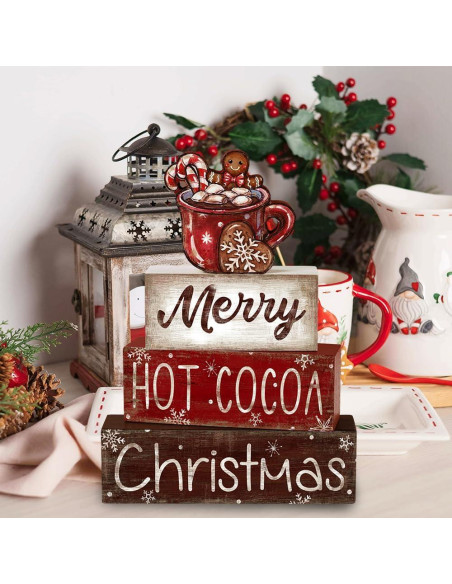 Decoración de Mesa de Madera Navidad DIYDEC 4 Piezas