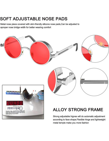 Gafas de Sol Steampunk Retro ProudDemon Redondas Metal Gafas de Sol Steampunk Retro ProudDemon Redondas Metal