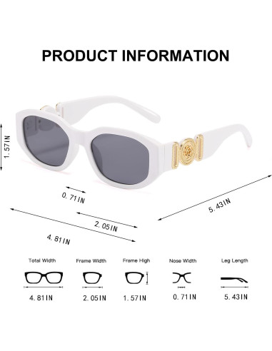 Gafas de sol BUTABY para mujer, retro UV400, marco blanco