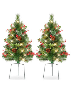 Juego de 2 Árboles de Navidad 62.2 cm Preiluminados LED