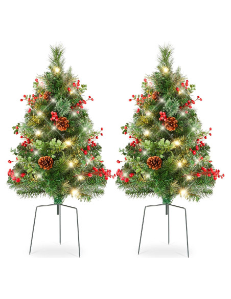 Juego de 2 Árboles de Navidad 62.2 cm Preiluminados LED