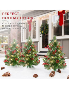 Juego de 2 Árboles de Navidad 62.2 cm Preiluminados LED 2