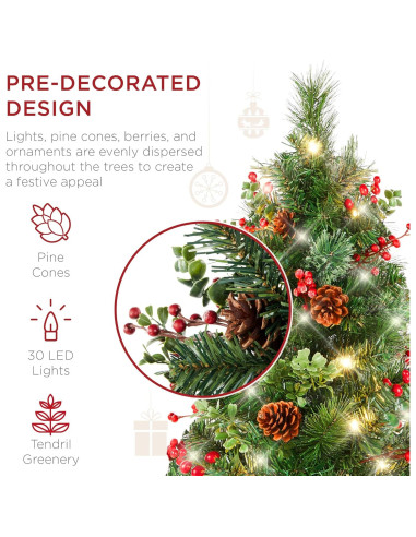 Juego de 2 Árboles de Navidad 62.2 cm Preiluminados LED