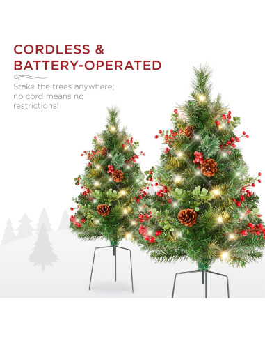 Juego de 2 Árboles de Navidad 62.2 cm Preiluminados LED