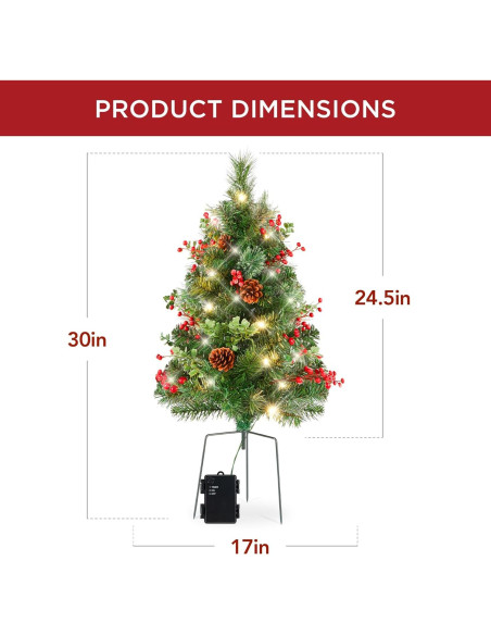 Juego de 2 Árboles de Navidad 62.2 cm Preiluminados LED