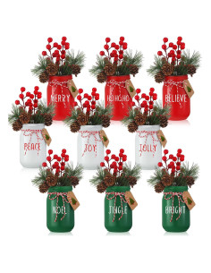 Juego de 9 Tarros de Cristal Decorativos Beeveer 384 ml Navidad