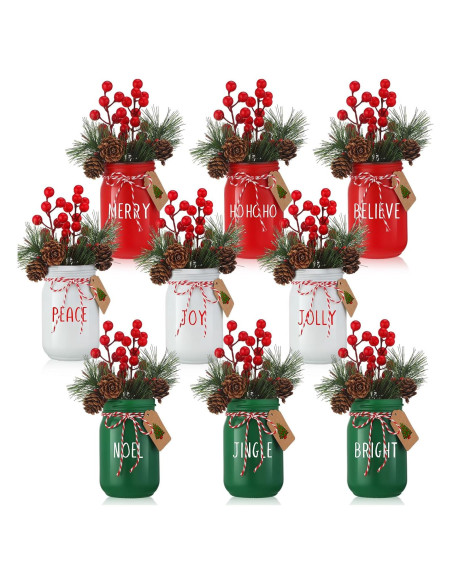 Juego de 9 Tarros de Cristal Decorativos Beeveer 384 ml Navidad