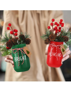 Juego de 9 Tarros de Cristal Decorativos Beeveer 384 ml Navidad 2