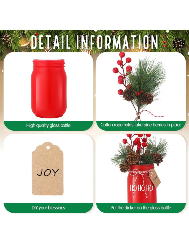 Juego de 9 Tarros de Cristal Decorativos Beeveer 384 ml Navidad