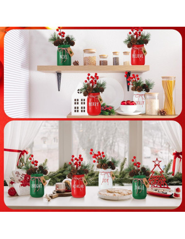Juego de 9 Tarros de Cristal Decorativos Beeveer 384 ml Navidad
