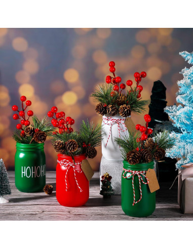 Juego de 9 Tarros de Cristal Decorativos Beeveer 384 ml Navidad