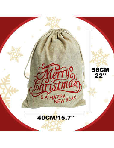 Sacos de Yute Navideños Hooin - Paquete de 3 - 40x56cm