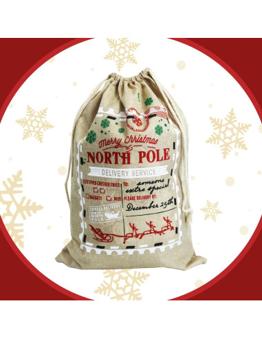 Sacos de Yute Navideños Hooin - Paquete de 3 - 40x56cm