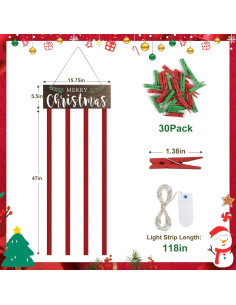 Soporte de Tarjetas de Navidad Farochy con Luz LED y 30 Clips 2