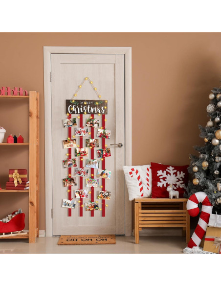 Soporte de Tarjetas de Navidad Farochy con Luz LED y 30 Clips