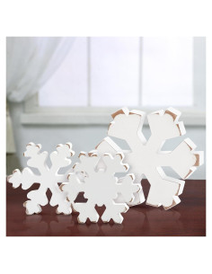 Bucherry 3 Piezas Decoración de Copos de Nieve de Madera