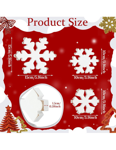 Bucherry 3 Piezas Decoración de Copos de Nieve de Madera