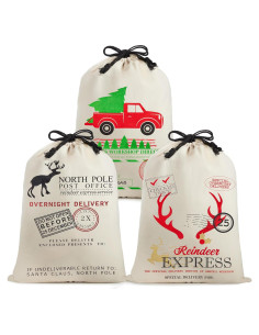 Bolsa de Yute Navideña Joyin 3 Pcs 66x48 cm con Cierre