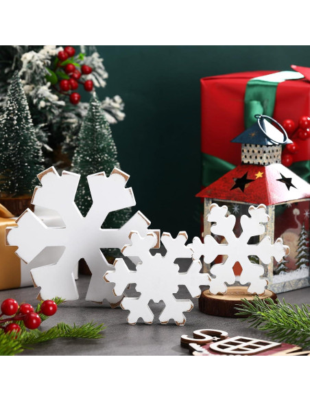 Bucherry 3 Piezas Decoración de Copos de Nieve de Madera