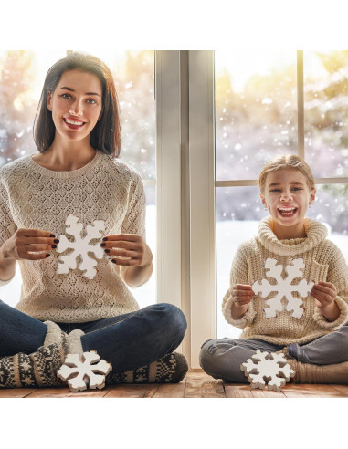 Bucherry 3 Piezas Decoración de Copos de Nieve de Madera