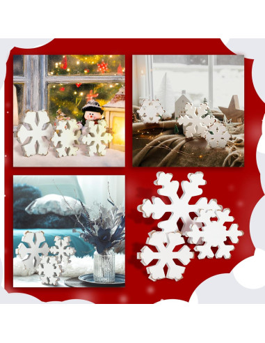 Bucherry 3 Piezas Decoración de Copos de Nieve de Madera