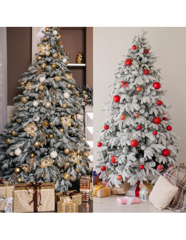 30 Ramas de Pino Artificial Congeladas Sggvecsy Verde con Nieve