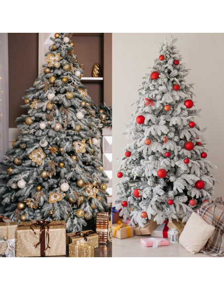 30 Ramas de Pino Artificial Congeladas Sggvecsy Verde con Nieve