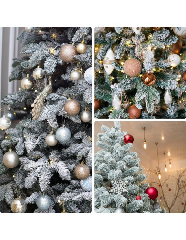 30 Ramas de Pino Artificial Congeladas Sggvecsy Verde con Nieve