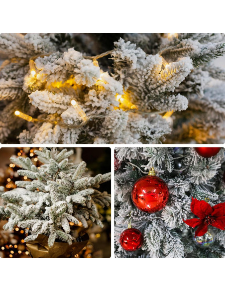 30 Ramas de Pino Artificial Congeladas Sggvecsy Verde con Nieve