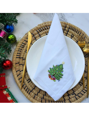 Juego de 4 Servilletas de Algodón Bordadas HCRAFT 45x45cm