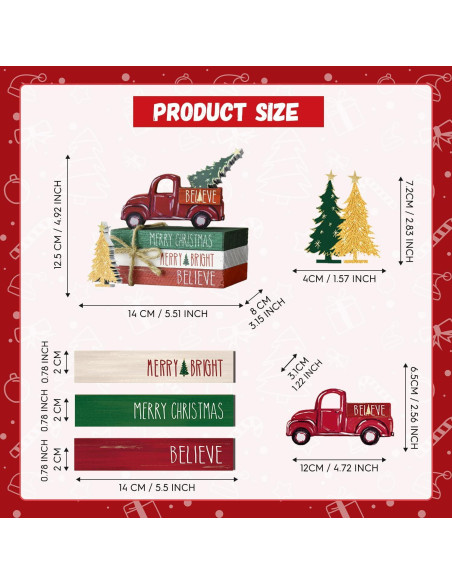 Decoración Navideña de Madera Sm:)e con Libros y Árboles