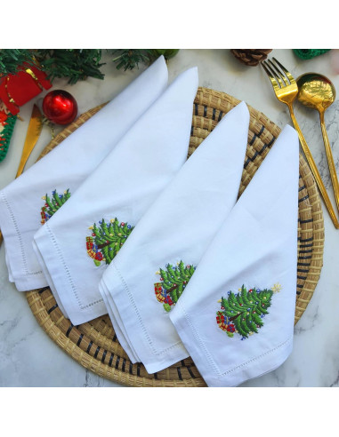 Juego de 4 Servilletas de Algodón Bordadas HCRAFT 45x45cm