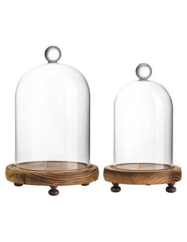 Pack 2 Campanas de Vidrio con Base de Madera - ZEERSHEE