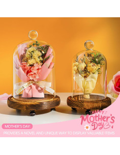 Pack 2 Campanas de Vidrio con Base de Madera - ZEERSHEE 2