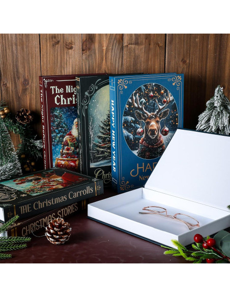 6 Cajas de Almacenamiento Decorativas de Libros Falsos Navidad