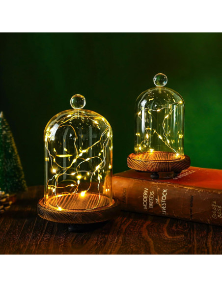 Pack 2 Campanas de Vidrio con Base de Madera - ZEERSHEE