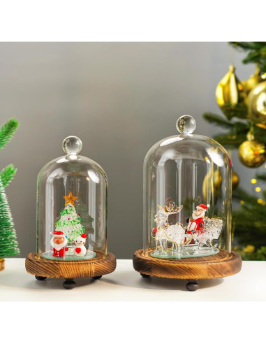 Pack 2 Campanas de Vidrio con Base de Madera - ZEERSHEE