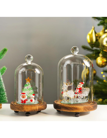 Pack 2 Campanas de Vidrio con Base de Madera - ZEERSHEE