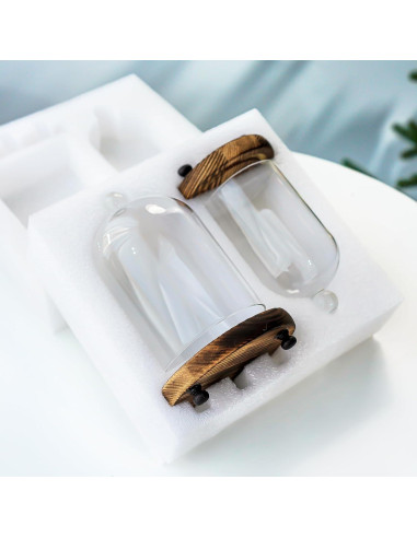 Pack 2 Campanas de Vidrio con Base de Madera - ZEERSHEE