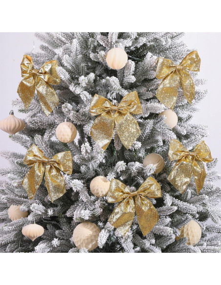 Juego de 12 Lazos de Cinta Brillante JOICEE para Navidad 13.97 cm Dorado