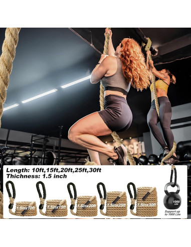 Cuerda de Escalada Keepark 3.05m Yute 1.5 Pulgadas Antideslizante