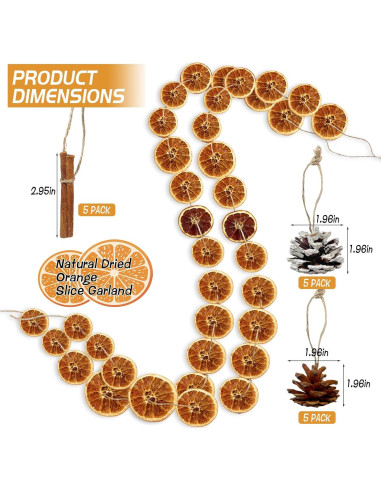 Kit de Guirnalda de Naranja Secas EYUNSTAR - Decoración Navideña DIY