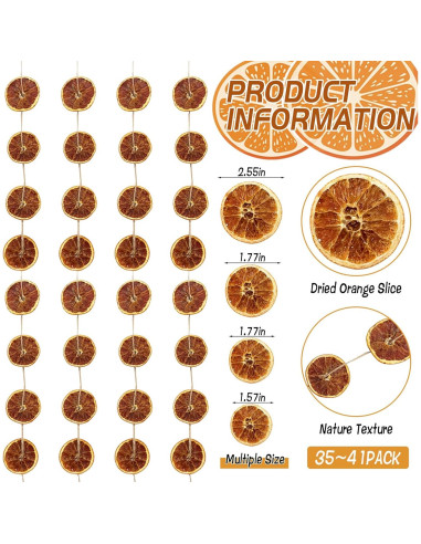 Kit de Guirnalda de Naranja Secas EYUNSTAR - Decoración Navideña DIY