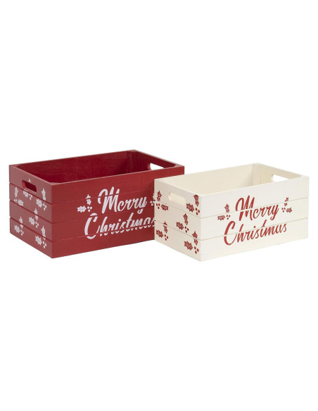 Conjunto de 2 Cajas de Almacenamiento de Madera Red Co. Navidad