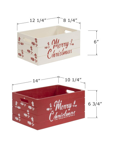 Conjunto de 2 Cajas de Almacenamiento de Madera Red Co. Navidad