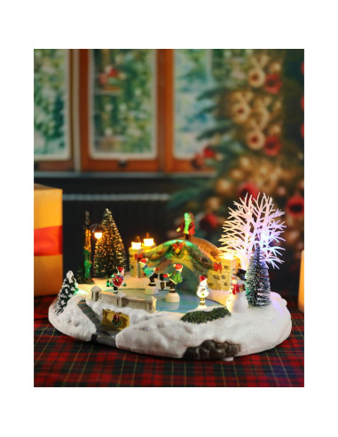 Decoración Iluminada Navideña Bdor Patinaje Invernal 20.1x26.9x16cm