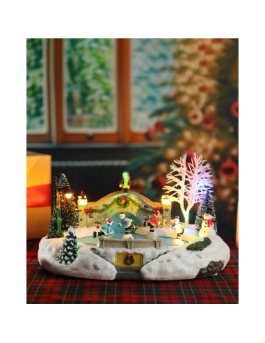 Decoración Iluminada Navideña Bdor Patinaje Invernal 20.1x26.9x16cm